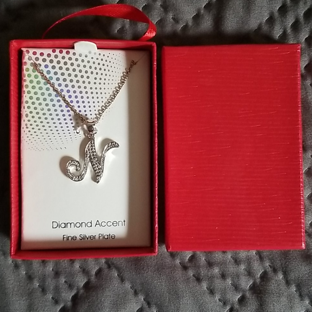 N Initial Diamond Accent Necklace